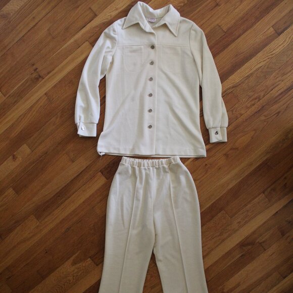 Vintage Graff Californiawear Butter Yellow Pant Button Shirt Suit Set Women's S - Picture 8 of 13